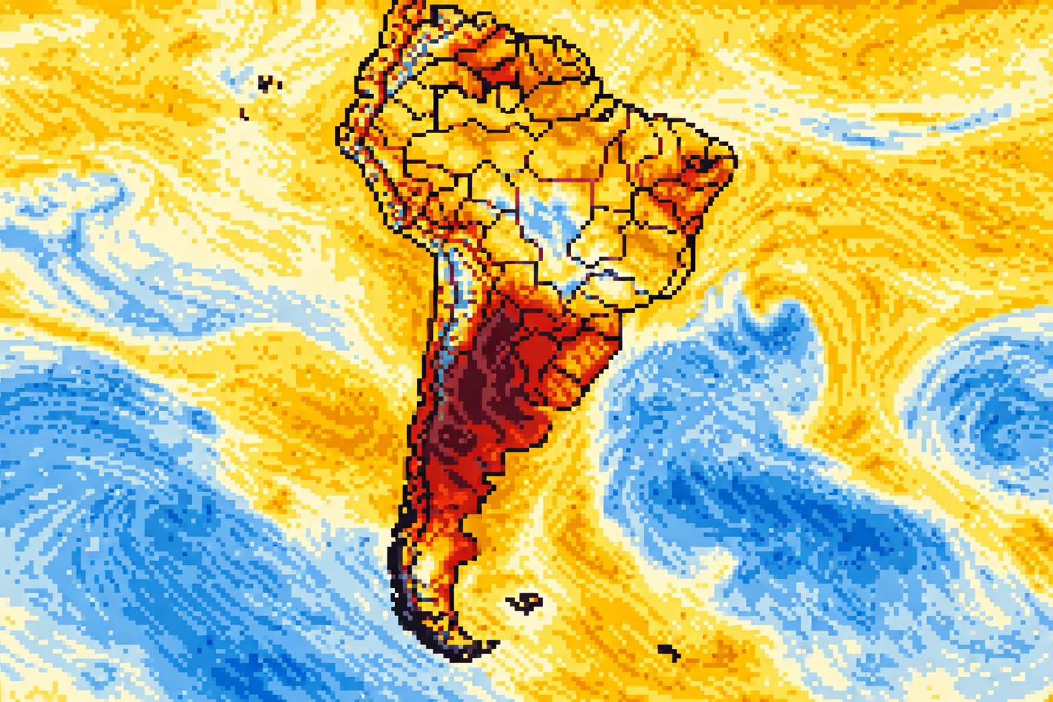 Imagen satelital de calor en argentina